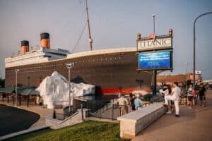 Titanic Museum Branson Missouri — half-scale ship-shaped building on Highway 76 with iceberg feature
