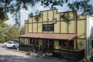 Vintage Paris Coffee and Wine Cafe in Hollister Missouri with scenic overlook view and cozy vintage interior