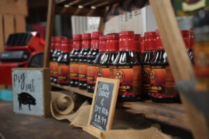bottles of hot sauce for sale at Big D's BBQ in Branson, MO