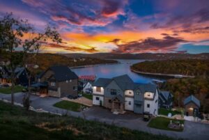 Multigenerational family gathered at Serenity Shores  large group vacation rentals Branson offers on Table Rock Lake