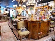 Vintage glassware display at an antique store in downtown Branson