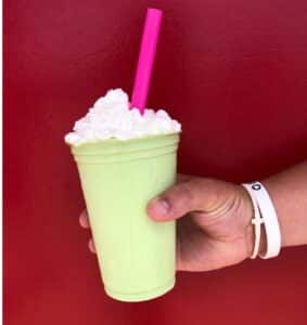 Key Lime Pie Snow Shake at Swick's Shaved Ice Co Branson Missouri shaved ice blended with ice cream in a cup