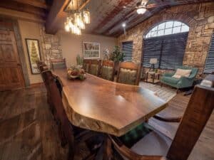 Rustic Country Retreat private screening room large group vacation rental Ridgedale near Thunder Ridge Arena