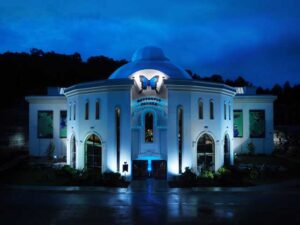 Butterfly Palace Branson Missouri exterior on Highway 76 — indoor rainforest and butterfly aviary attraction
