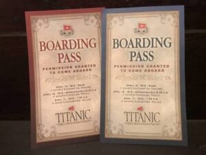 Passenger boarding pass experience at the Titanic Museum Branson — follow a real passenger’s story