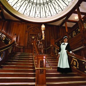 Grand Staircase recreation at the Titanic Museum Branson Missouri — full-scale first-class replica