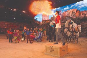 Dolly Parton’s Stampede Branson arena with 32 horses and trick riders performing during the 2026 season