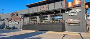 Full Throttle Coffee handcrafted latte bar inside Full Throttle Distillery downtown Branson Missouri at 116 E Main Street