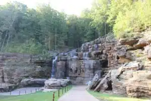 Lost Canyon Cave golf cart tour at Top of the Rock Branson Missouri romantic couples experience waterfall views