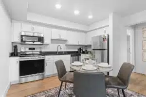 A full kitchen in a budget vacation home in Branson — where most of the savings actually happen