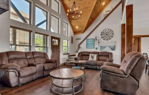 Large lakeside lodge with wide windows at Rockwood Lake Lodge near Branson