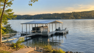 Waterfront rentals Branson — private boat dock and swim deck on Table Rock Lake