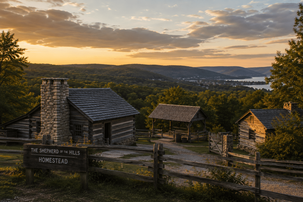 Historic Ozark homestead scene in the hills near Branson Missouri