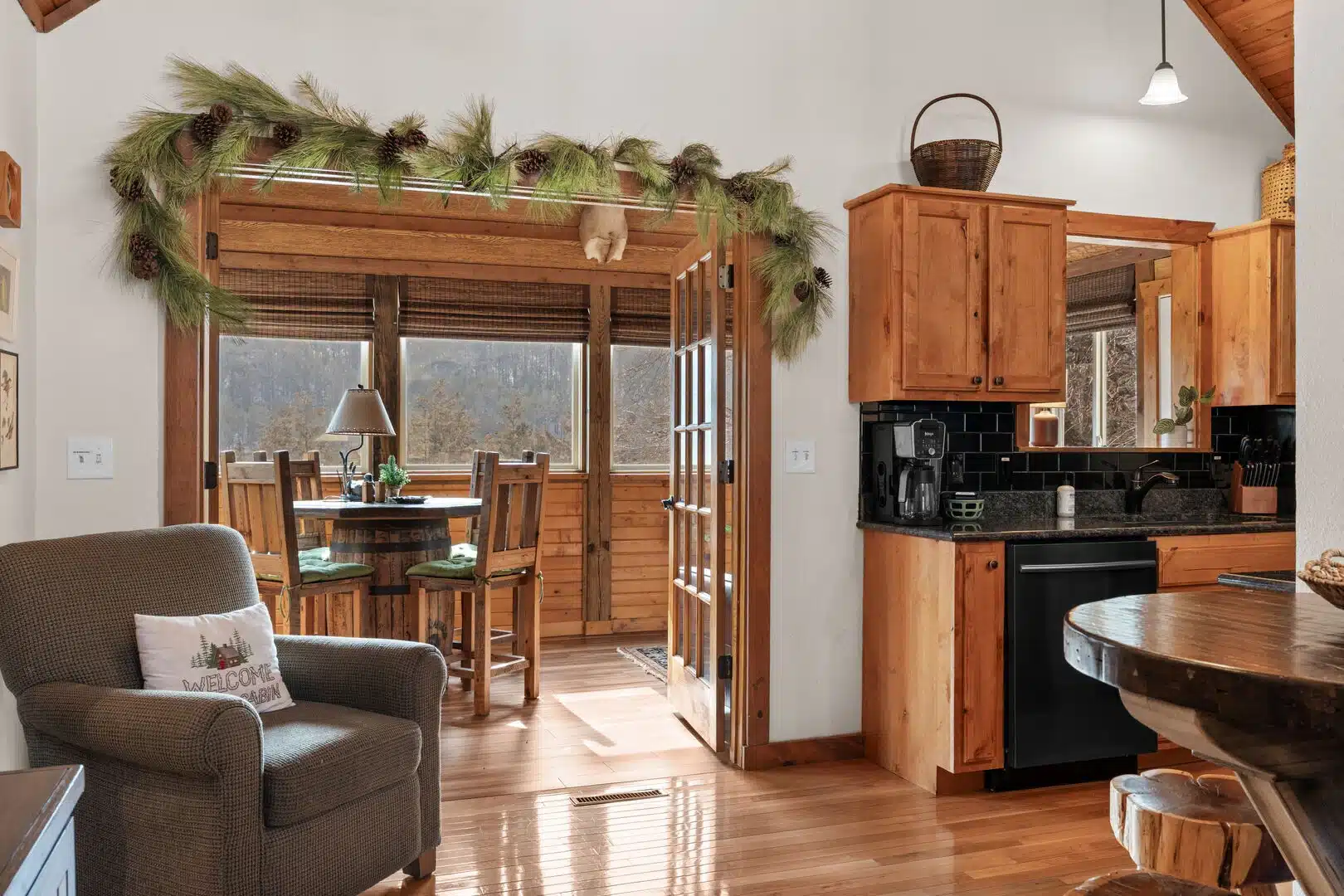 Two bedroom cabin with enclosed deck at Stonebridge Resort in Branson West Missouri